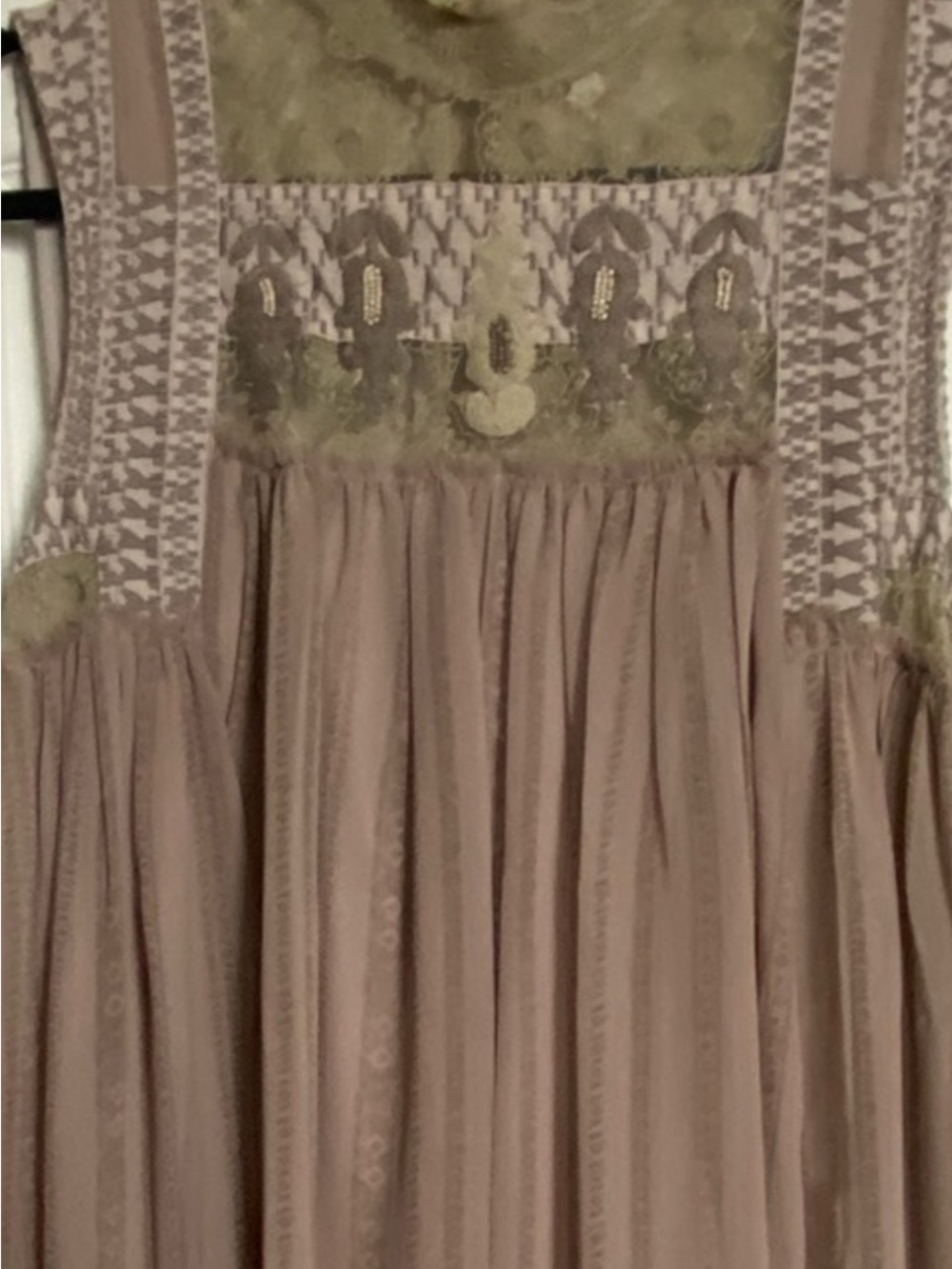 We The Free Lace & Embroidered Mini Dress in Taupe Cream - Picture 10 of 10